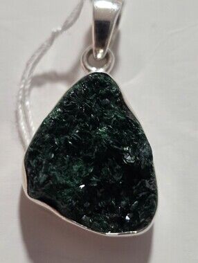 Libethinite Pendant in Sterling Silver Setting